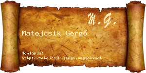 Matejcsik Gergő névjegykártya