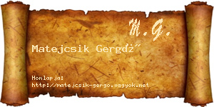 Matejcsik Gergő névjegykártya